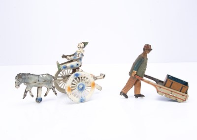 Lot 525 - Early Tinplate Praeger (Germany) Clown On Donkey Cart