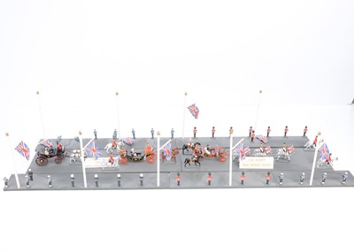 Lot 565 - Phoenix 30mm Parade Series - Diamond Jubilee dioramas comprising Prince William with Kate and Prince Harry in their open carriage