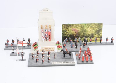 Lot 566 - Phoenix 30mm Parade Series - static display dioramas taking place around the Cenotaph comprising wooden model of the monument complete with separate flags (6)