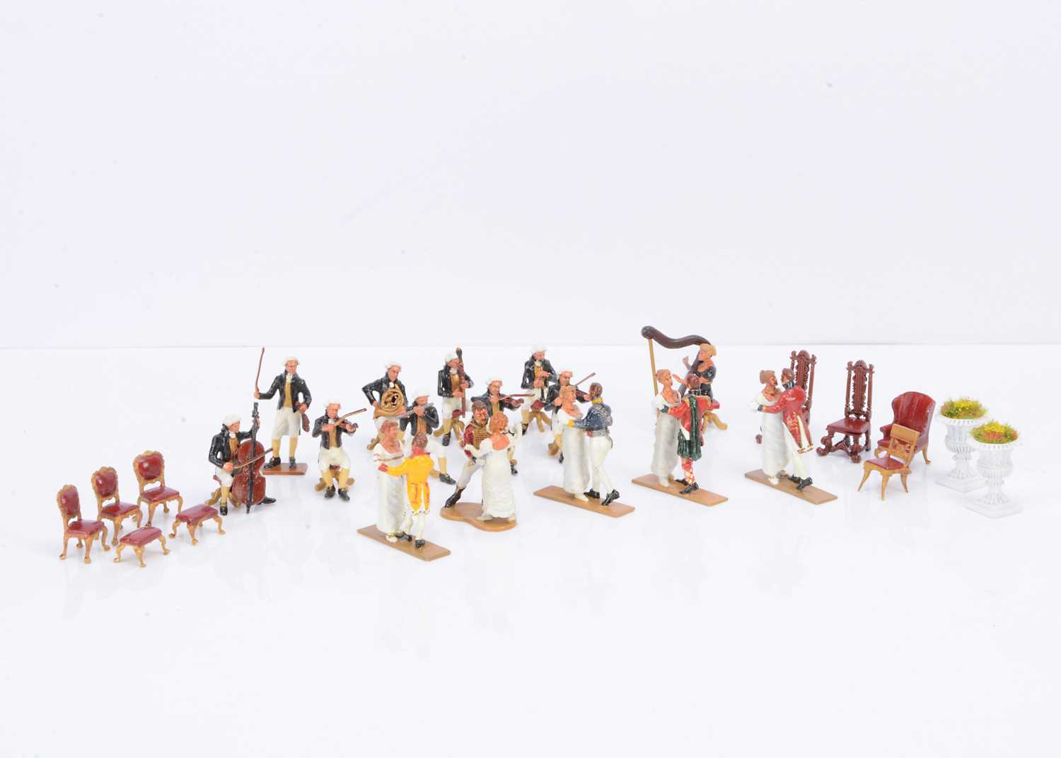 Lot 575 - Regency Period 10pce Chamber Orchestra with dancing couples (5 vignettes)