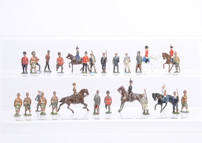 Lot 614 - Britains 'B' size military figures including Paris Office examples comprising Cameron Highlanders from set 23b (7)