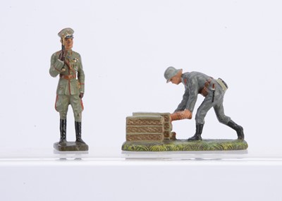 Lot 631 - Lineol 70-75mm scale composition WW2 German Army figures comprising General - possibly Blomberg - with baton