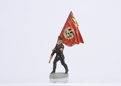 Lot 634 - Rare Elastolin 70-75mm composition WW2 German Army figure SS flagbearer