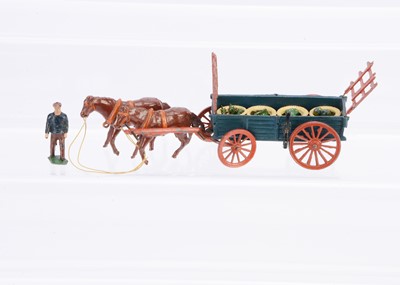 Lot 642 - Taylor & Barrett 40mm scale horse-drawn Market Gardener's 4 wheel wagon complete with baskets of vegetables and market gardener