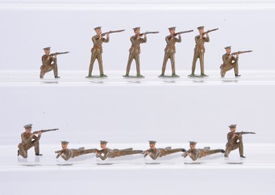 Lot 646 - Loose Britains British Infantry in peak caps standing, kneeling and firing in peak caps (12)