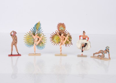 Lot 666 - French-made white metal figures of Moulin Rouge dancers