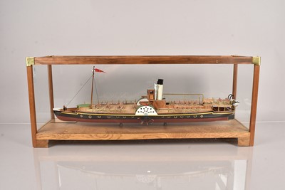 Lot 668 - An excellent scratch built 1:48 Scale model of Paddle Steamer 'Kingswear Castle' presented in a glass/wood display case