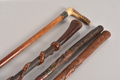 Lot 377 - Four Hardwood Walking Canes