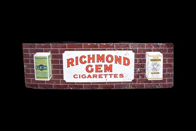 Lot 394 - A vintage 'Richmond Gem Cigarettes' enamel sign