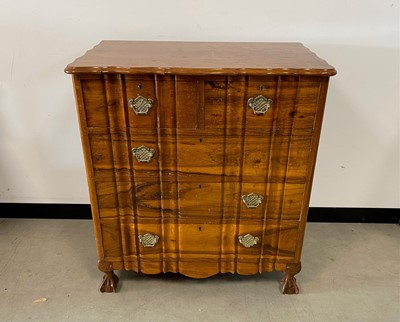 Lot 374 - A c1950s walnut Queen Anne style chest of drawers