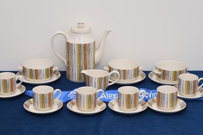 Lot 6 - A 1960s Midwinter Pottery Sienna pattern part coffee set and three soup bowls on stands