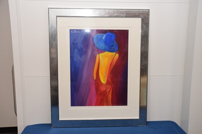 Lot 29 - A modern watercolour by Alan Brain, figure of a lady, in silvered frame, 92cm by 76cm