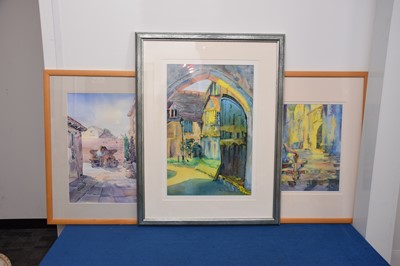 Lot 30 - Three modern watercolours by Alan Brain, the largest frame size 80cm by 61cm (3)