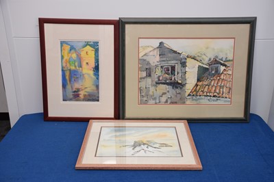 Lot 31 - Three modern watercolours by Alan Brain, the largest frame size 51cm by 64cm (3)