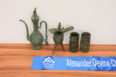 Lot 38 - Four modern Chinese bronzed reproductions of antique artifacts