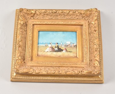 Lot 73 - A small oil on board after a French Impressionist in nice gilt frame