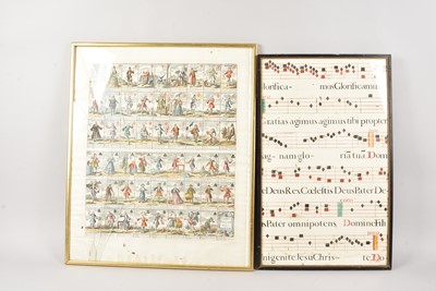 Lot 80 - A print of 18th century Dutch playing cards and a hand drawn hymn