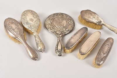 Lot 98 - Seven silver dressing items