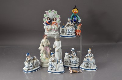 Lot 122 - Collection of porcelain continental blue and white figures