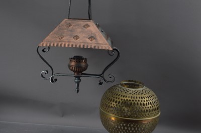 Lot 155 - A North African reticulated brass hanging shade