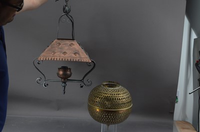 Lot 155 - A North African reticulated brass hanging shade