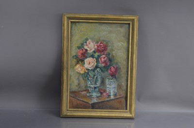 Lot 159 - Artur Ovanesovich Gagashyan (Russian 1899-1984) "Roses in a Crystal Vase"