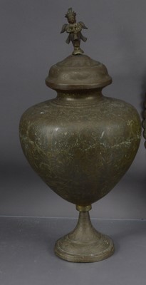 Lot 204 - A large Indian brass lidded vase