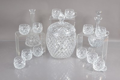 Lot 240 - A very good lead crystal cut glass punch bowl and cover with twelve matching cups