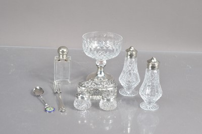 Lot 245 - A small group of silver, silver and silver plate mounted glass items