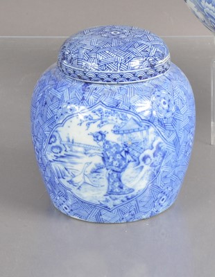 Lot 249 - An English blue and white pottery ginger jar and cover