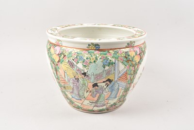 Lot 276 - A second half 20th century Chinese porcelain fishbowl or pot plant