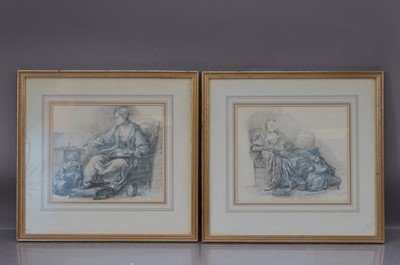 Lot 340 - Pair of pencil drawings by Francoise Guerin in frame.