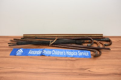 Lot 366 - A collection of walking sticks and canes