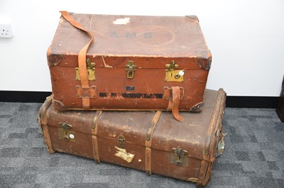 Lot 373 - Two vintage large steamer trunks