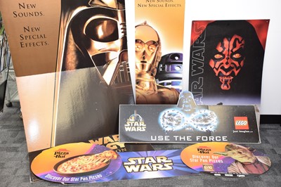 Lot 375 - Seven modern Star Wars related cardboard advertising displays and signs