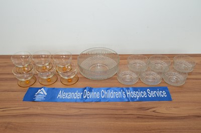 Lot 383 - A vintage moulded glass fruit salad set