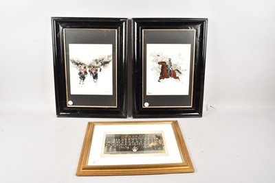 Lot 429 - Antique photo of a British Army regiment, together with 2 military related paintings