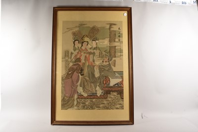 Lot 447 - A large framed Chinese watercolour on silk