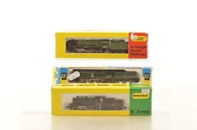 Lot 26 - Minitrix and Graham Farish N Gauge BR Steam Locomotives with Tenders