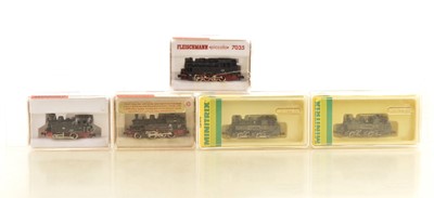 Lot 39 - German Fleischmann and Minitrix N Gauge Steam Locomotives (5)