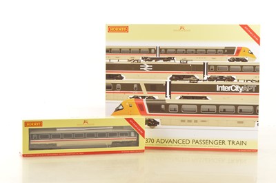 Lot 103 - Hornby 00 Gauge  R3874 BR Inter-City grey/biege livery Class 370 Advanced Passenger 7-Car Train Pack and Development Coach (2)