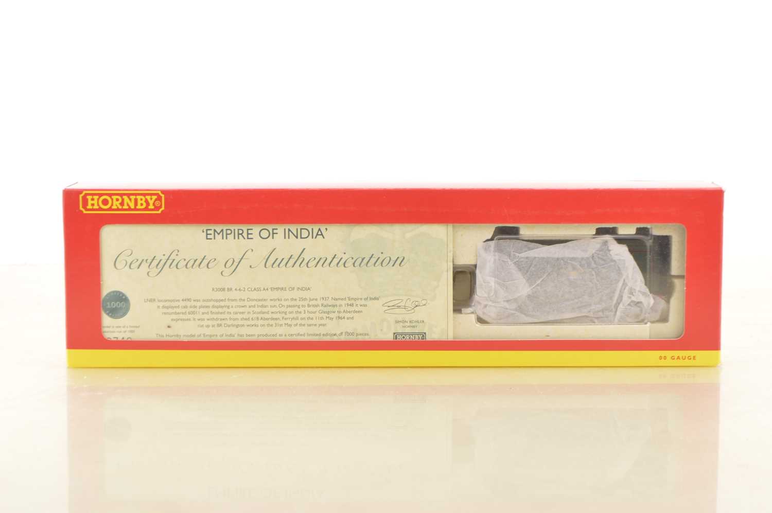 Lot 154 - Hornby 00 Gauge Coomonwealth Collection R3008 BR green Class A4 60011 'Empire of India' Locomotive and Tender