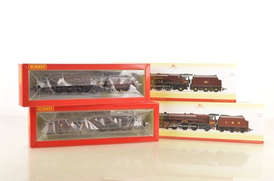 Lot 165 - Hornby 00 Gauge LMS and BR maroon Princess Class Steam Locomotives and Tenders both believe to have Sound fitted (2)