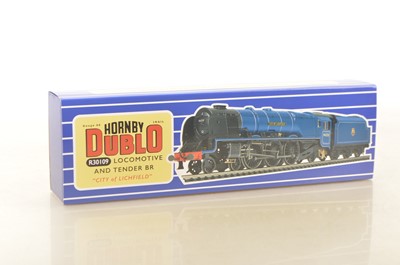 Lot 201 - Hornby (China) Hornby-Dublo 00 Gauge R30109 BR blue Princess Coronation Class 46250 'City of Lichfield' metal body Locomotive and Tender