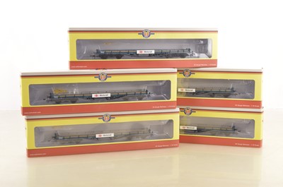 Lot 405 - Five Oxford Rail boxed 00 Gauge OR76CAR003B BR blue Motorail Carflats bogie wagons (5)