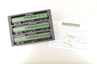 Lot 413 - Replica Railways boxed 00 Gauge BR Southern Region green 'unfinished' 3-Car Suburban Coach Set