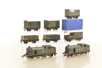 Lot 441 - Pair of Hornby-Dublo 00 Gauge 3-Rail early post-war GWR green 0-6-2T Tank Locomotives and wagons (8)