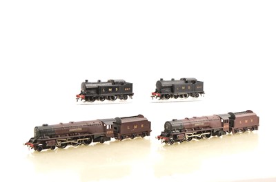 Lot 444 - Pair Hornby-Dublo 00 Gauge 3-Rail LMS maroon Duchess of Atholl Locomotives and Tenders and pair of LMS black Tank 0-6-2T Engines (6)