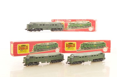 Lot 469 - Three Hornby-Dublo 00 Gauge 2-Rail 2232 BR plain green Co-Co Diesel Locomotive (3)