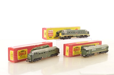 Lot 514 - Three Hornby-Dublo 00 Gauge 2-Rail BR green Diesel Locomotives (3)